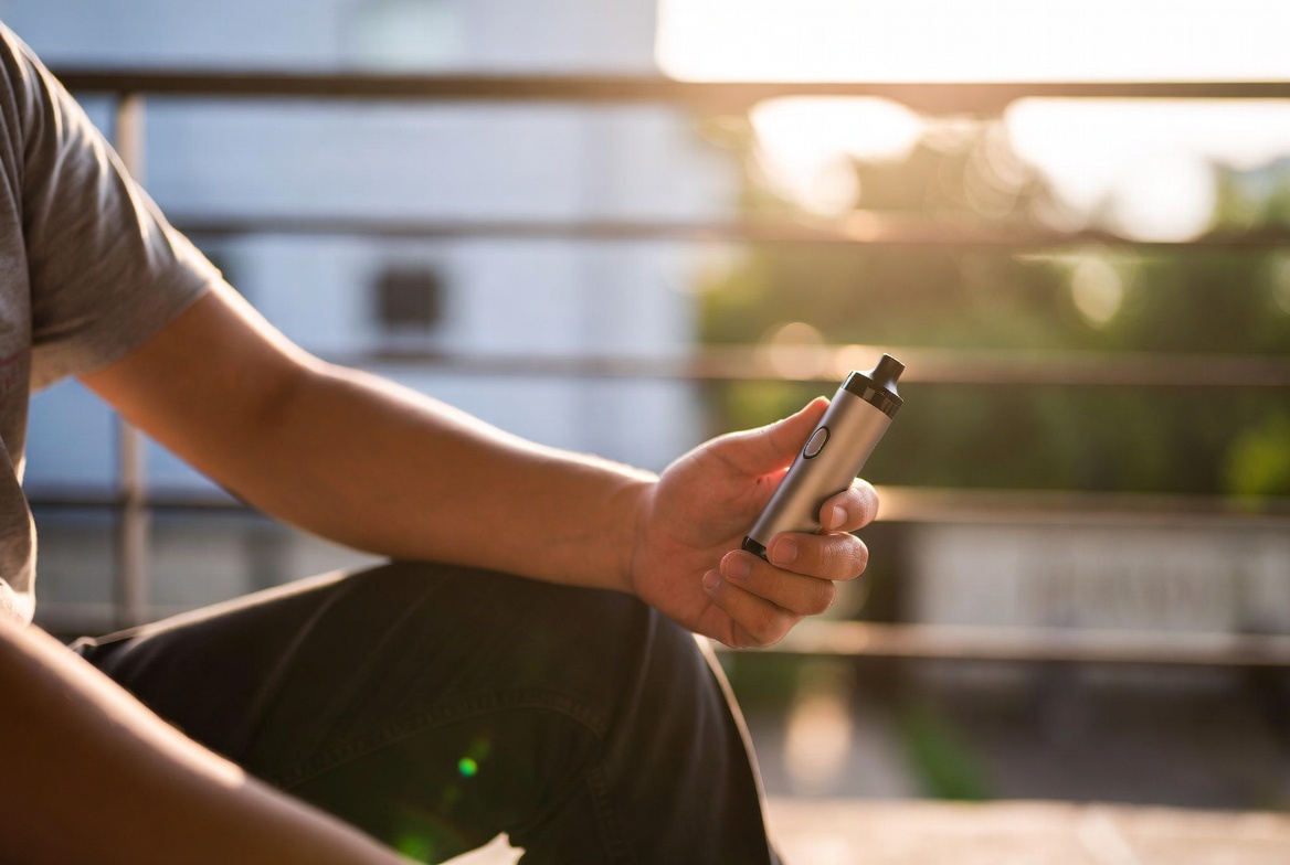 Person Using Vaporizer Outdoors