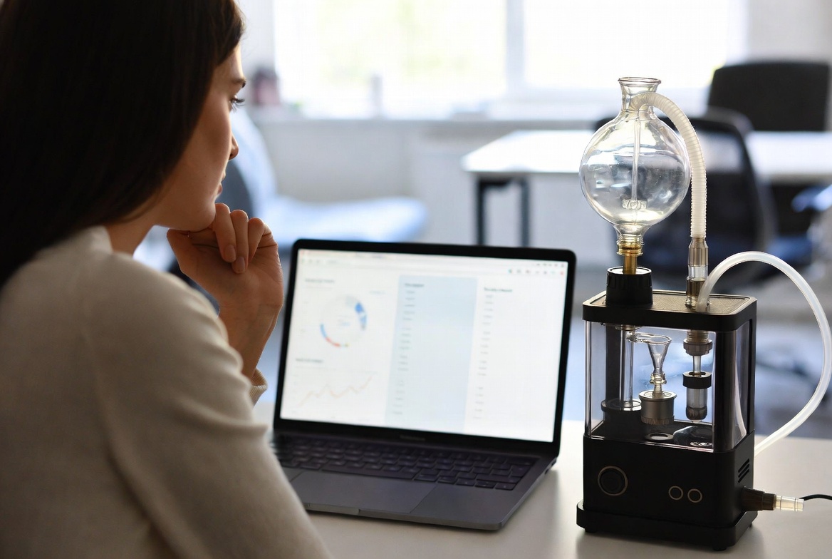 User Comparing Desktop Vaporizer FeaturesUser Comparing Desktop Vaporizer Features