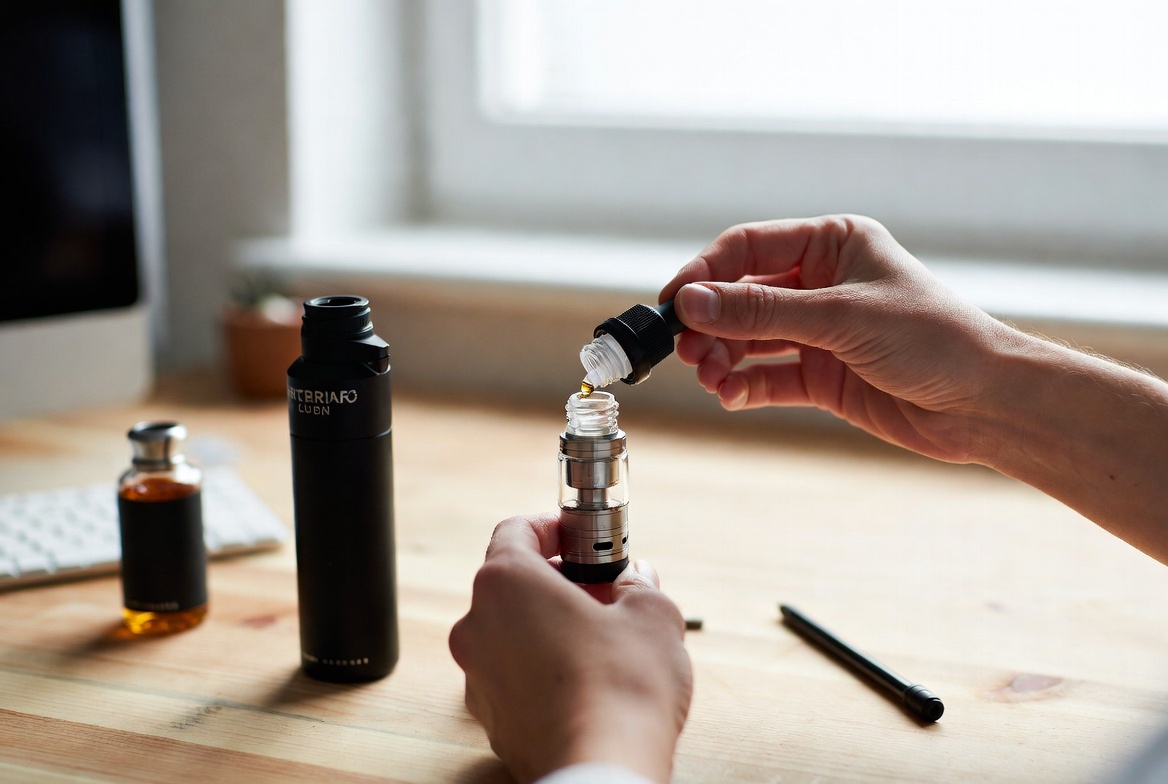 Hands Refilling Vape Tank